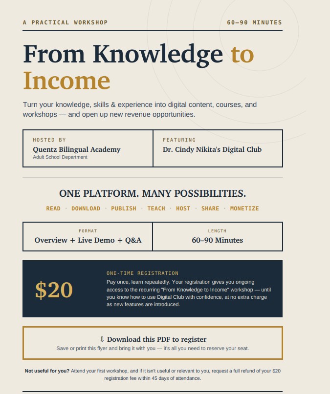 From Knowledge to Income cover